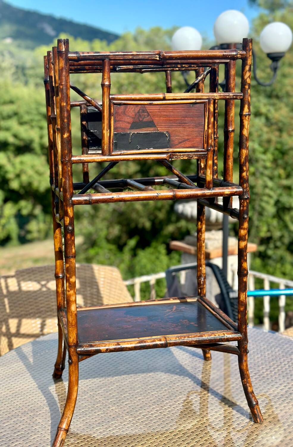 Natural Bamboo Magazine Racks, Stained, 19th Century Period