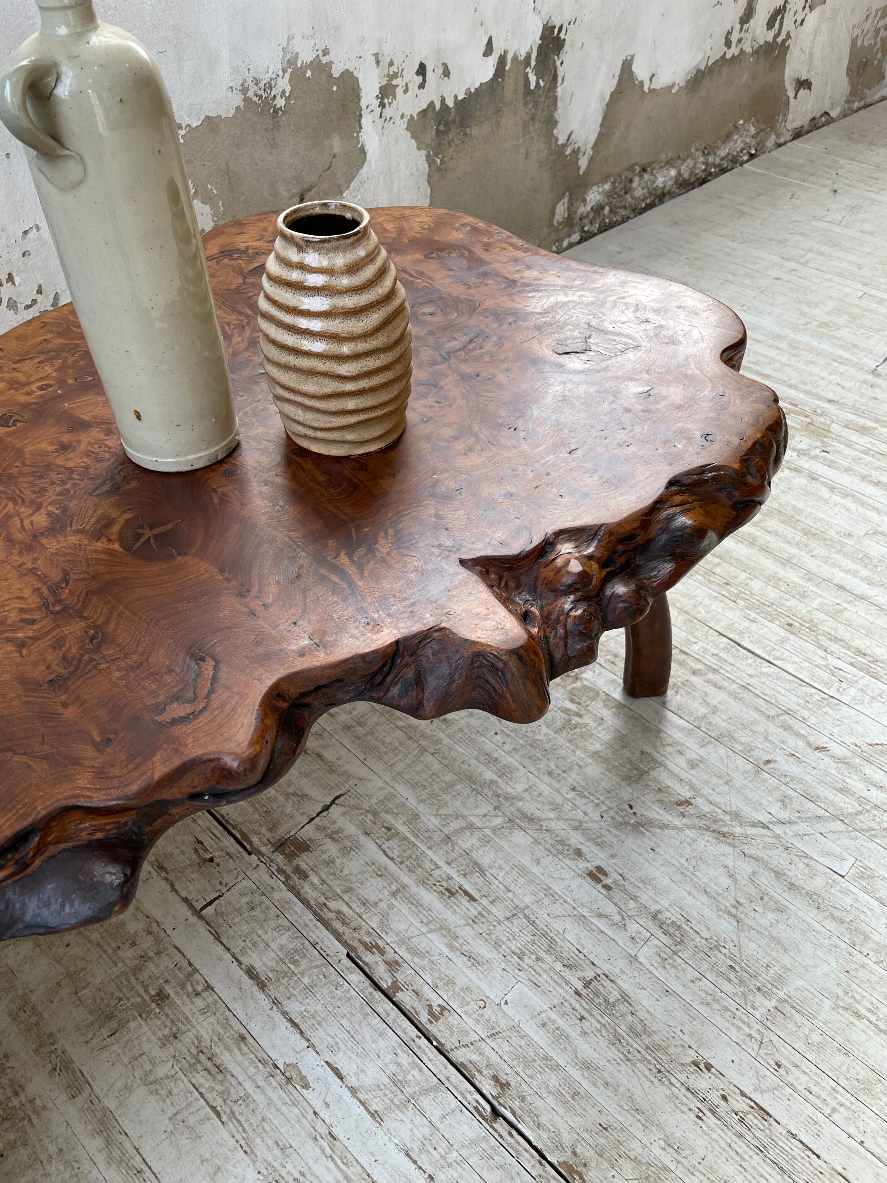 Solid free-form elm coffee table