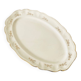 Sarreguemines ecru and gold serving dish