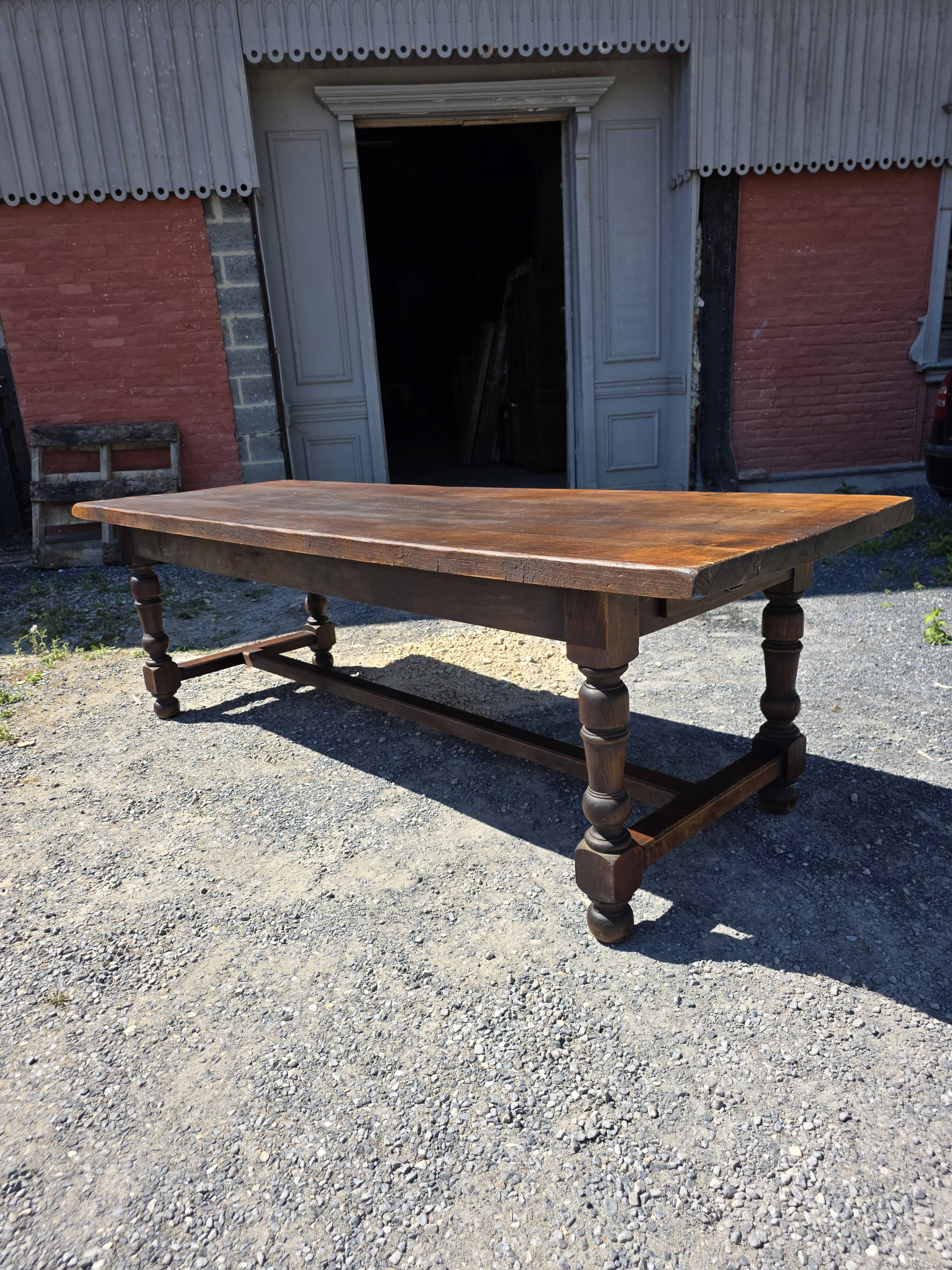 Table de ferme en chêne massif,  250 × 87cm