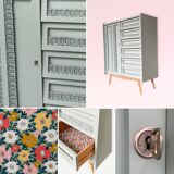 Wardrobe chest of drawers vintage compass feet 1950