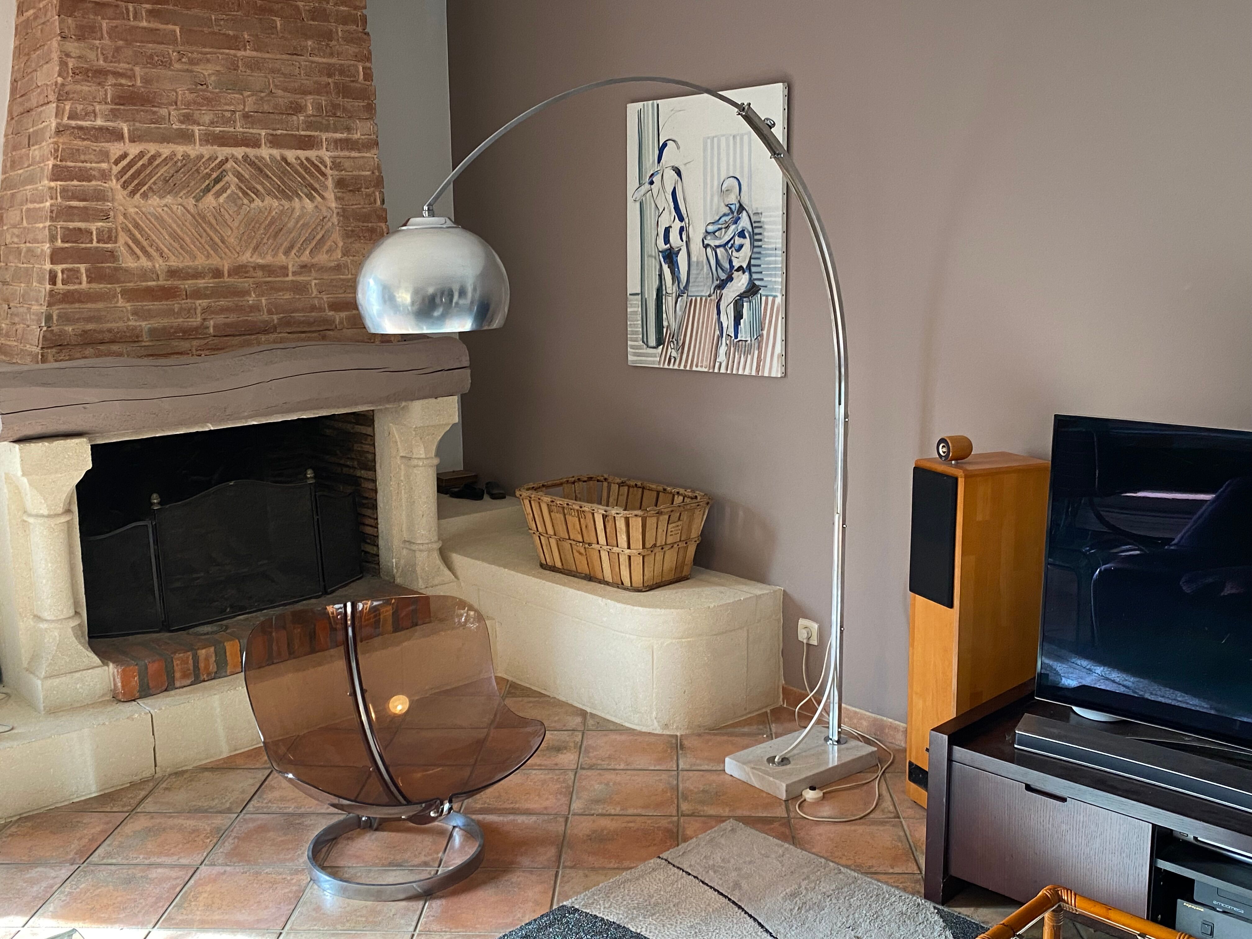 Arch floor lamp. 1970. Italy. Marble foot.