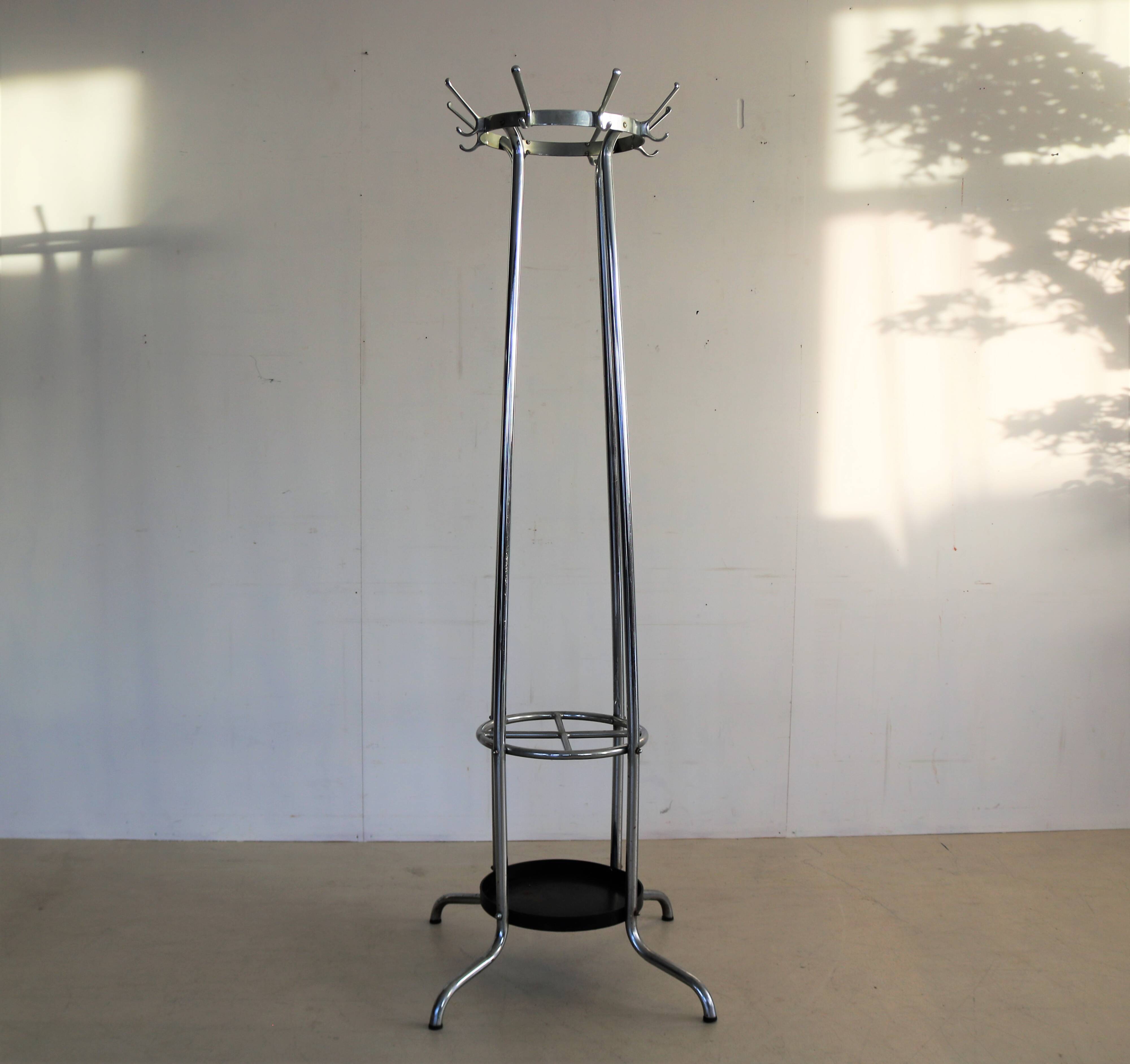vintage standing coat rack | 70s | chrome