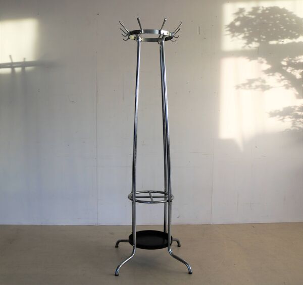 Porte-manteau vintage sur pied   Années 70   Chrome