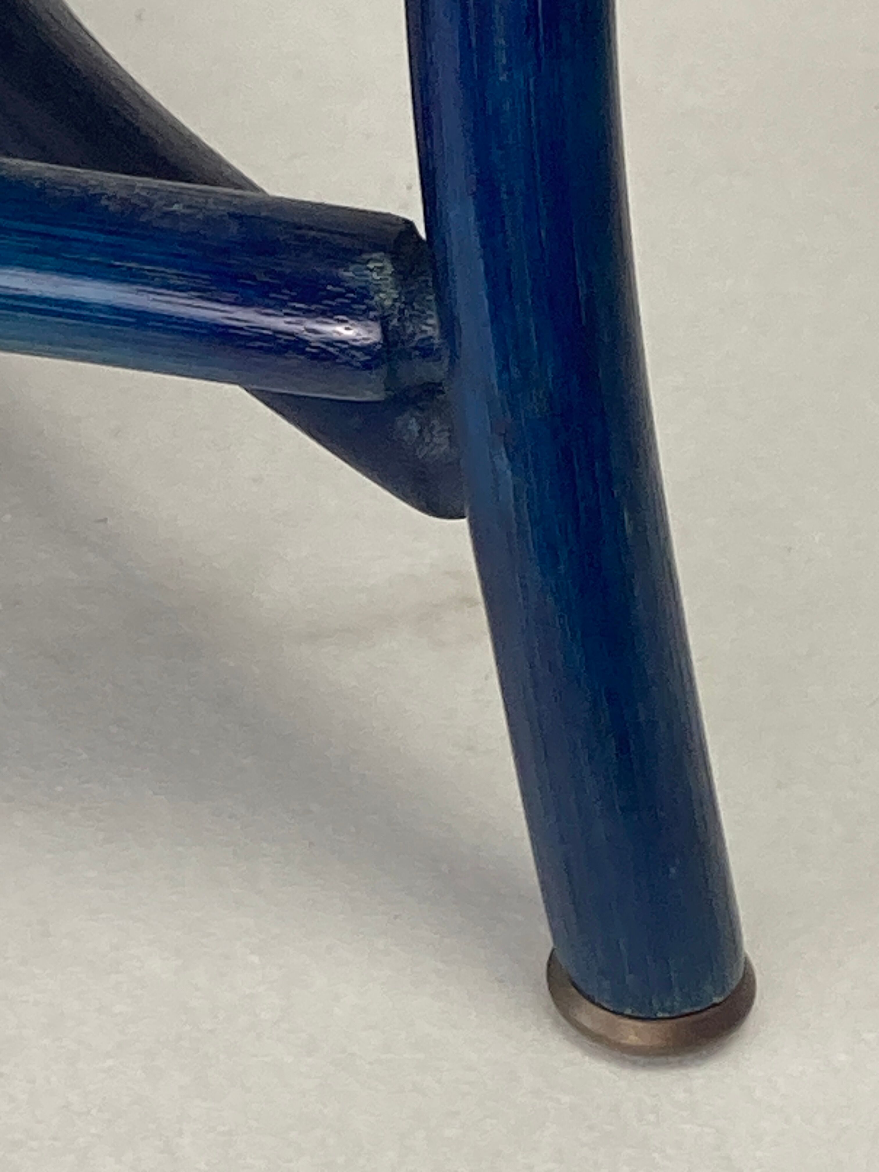 Set of 4 sculptural rattan bamboo dining chairs, Flechtatelier Schütz, Germany 1980s