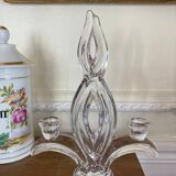 Double crystal candle holder from vannes le chatel 60s