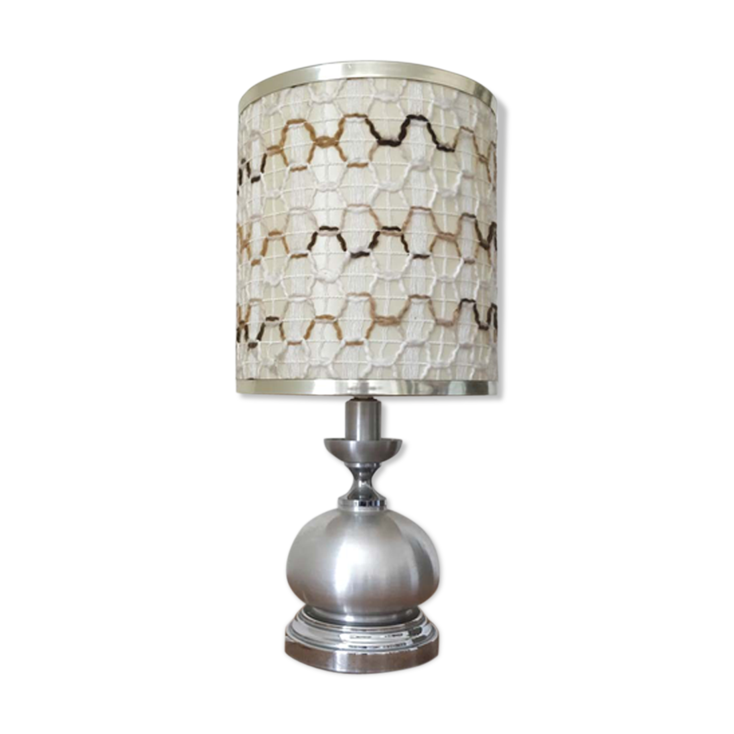Seventies lamp brushed aluminum and wool