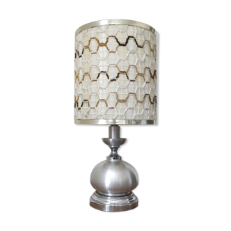 Seventies lamp brushed aluminum and wool