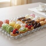 Pressed glass service plate with diamond points, 1950s