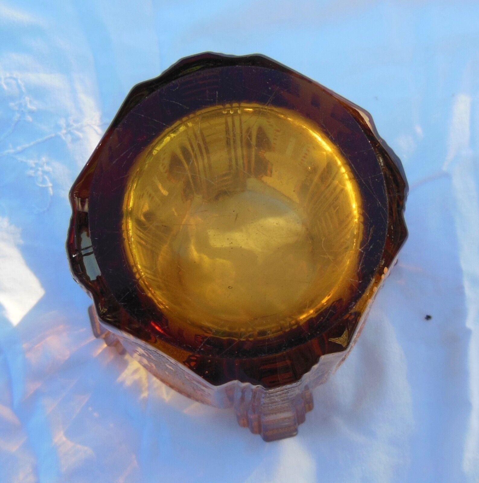 Art deco granite vase cleared with acid & enamelled