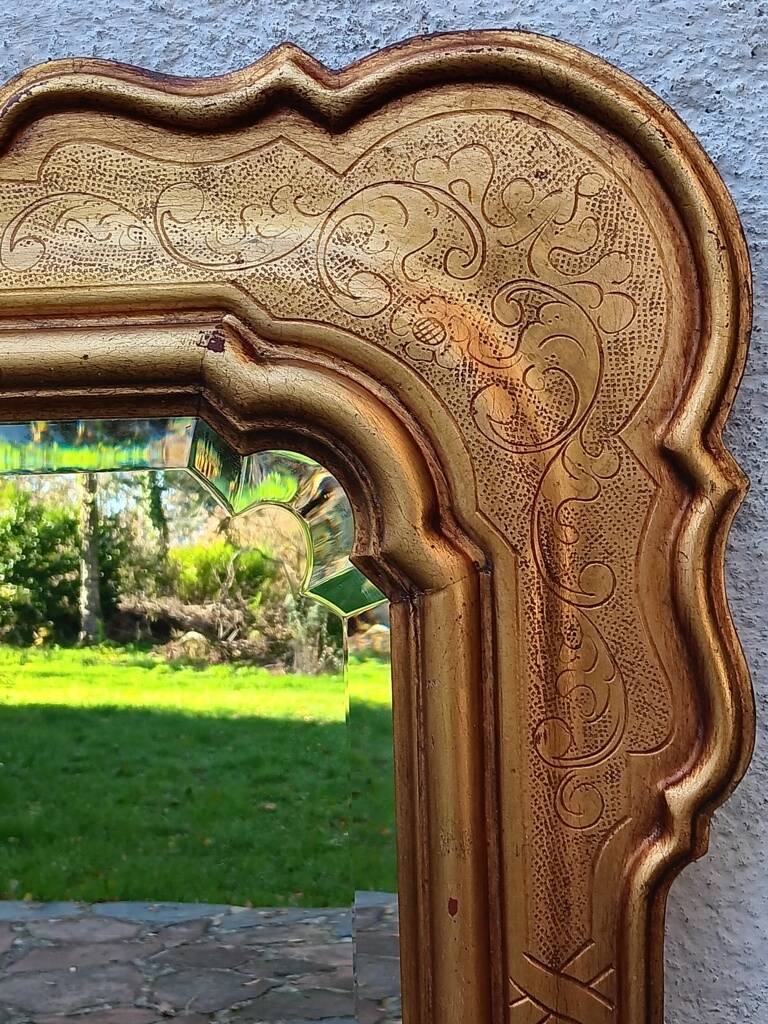 80s beveled gold mirror