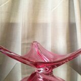 Triangular cut in val st lambert crystal of pink purple color