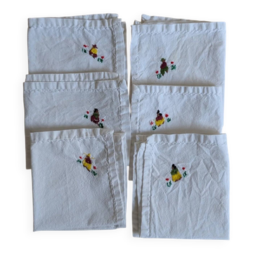 Ensemble de 6 serviettes brodées