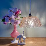 Vintage lampshade pendant light in pink molded glass - tableware collection -