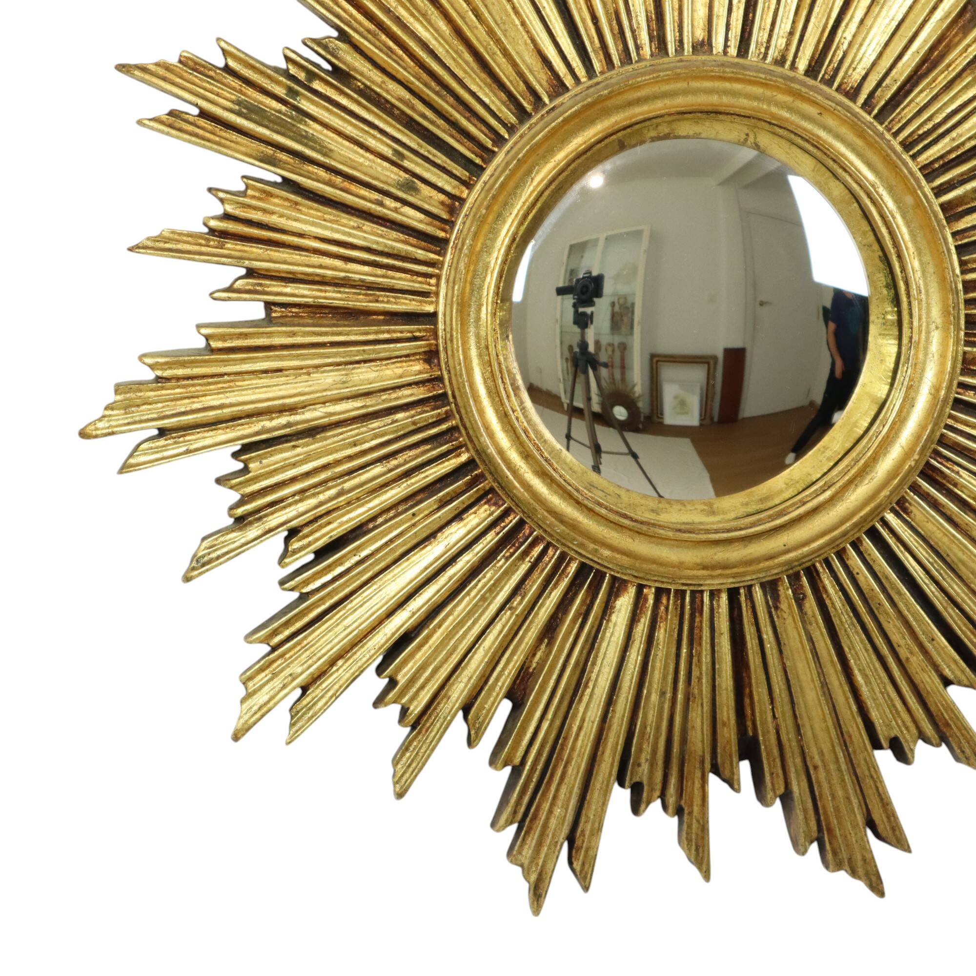 Vintage Sunburst Mirror Sun Mirror Gold Leaf Sixties 42cm