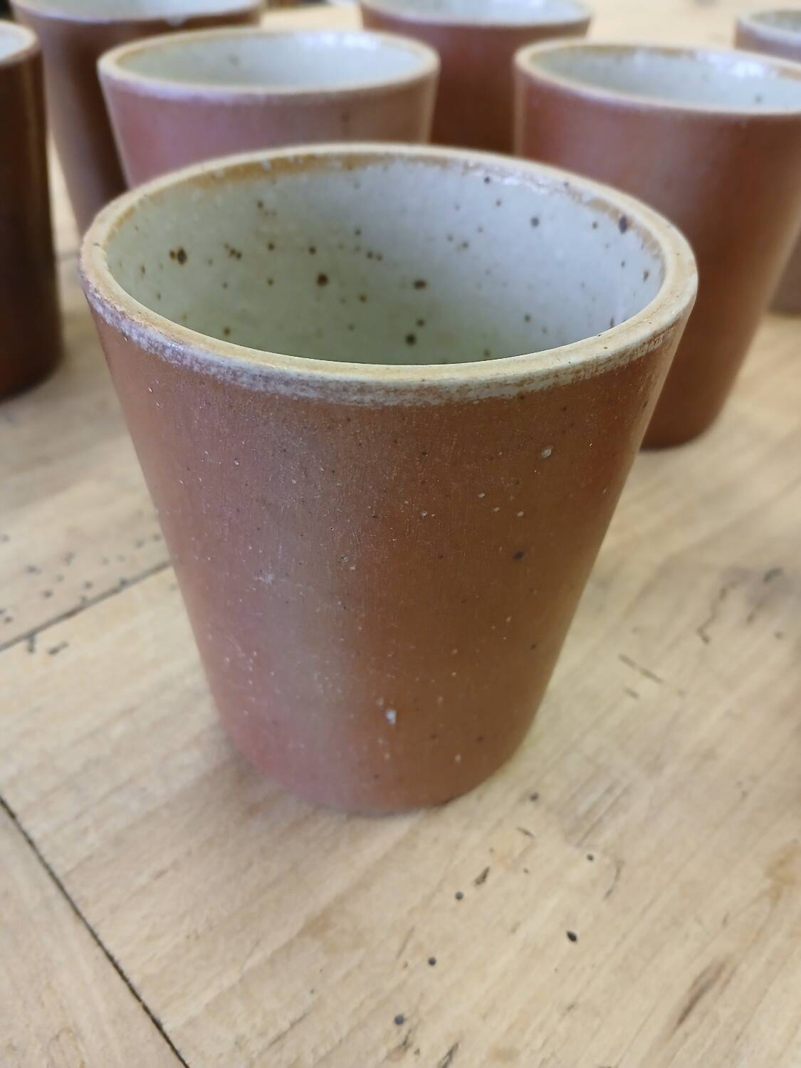 8 antique glazed stoneware cups/glasses