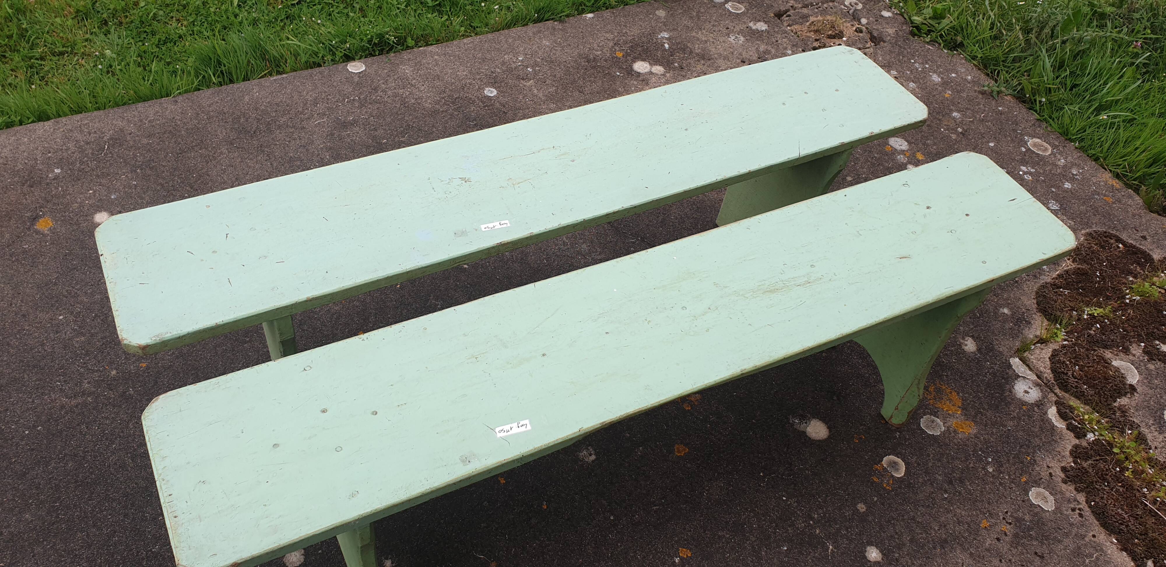 Pair of vintage farmhouse solid wood benches