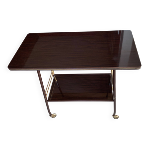 Meuble de télé à roulettes - marron 1960