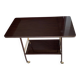 TV stand on casters, 2 brown Formica shelves, 1960s