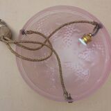 Art deco ceiling lamp in pink pressed molded glass - working condition - "the grapes"