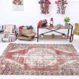 4x7 madallion faded oushak rug, 220x132cm