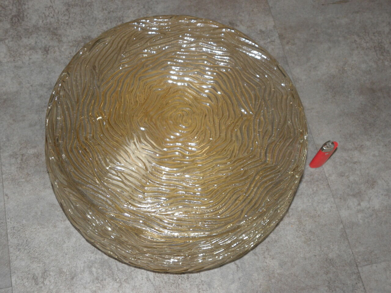 Plafonnier effet glacé en verre ambré