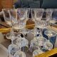 6 chiseled glass foot glasses