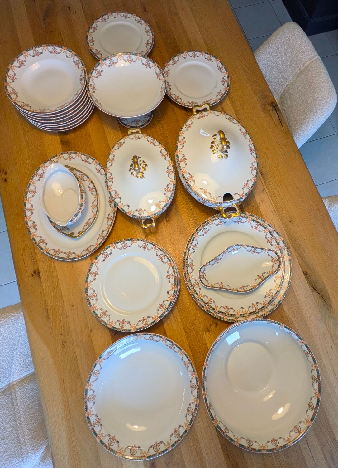 Complete Table Service Limoges William Guérin & Co - 20th Century Porcelain