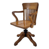 Industrial Oak Swivel Chair, 1900's