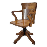 Industrial Oak Swivel Chair, 1900's