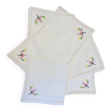 Cotton napkin edged by hand with flowers, France