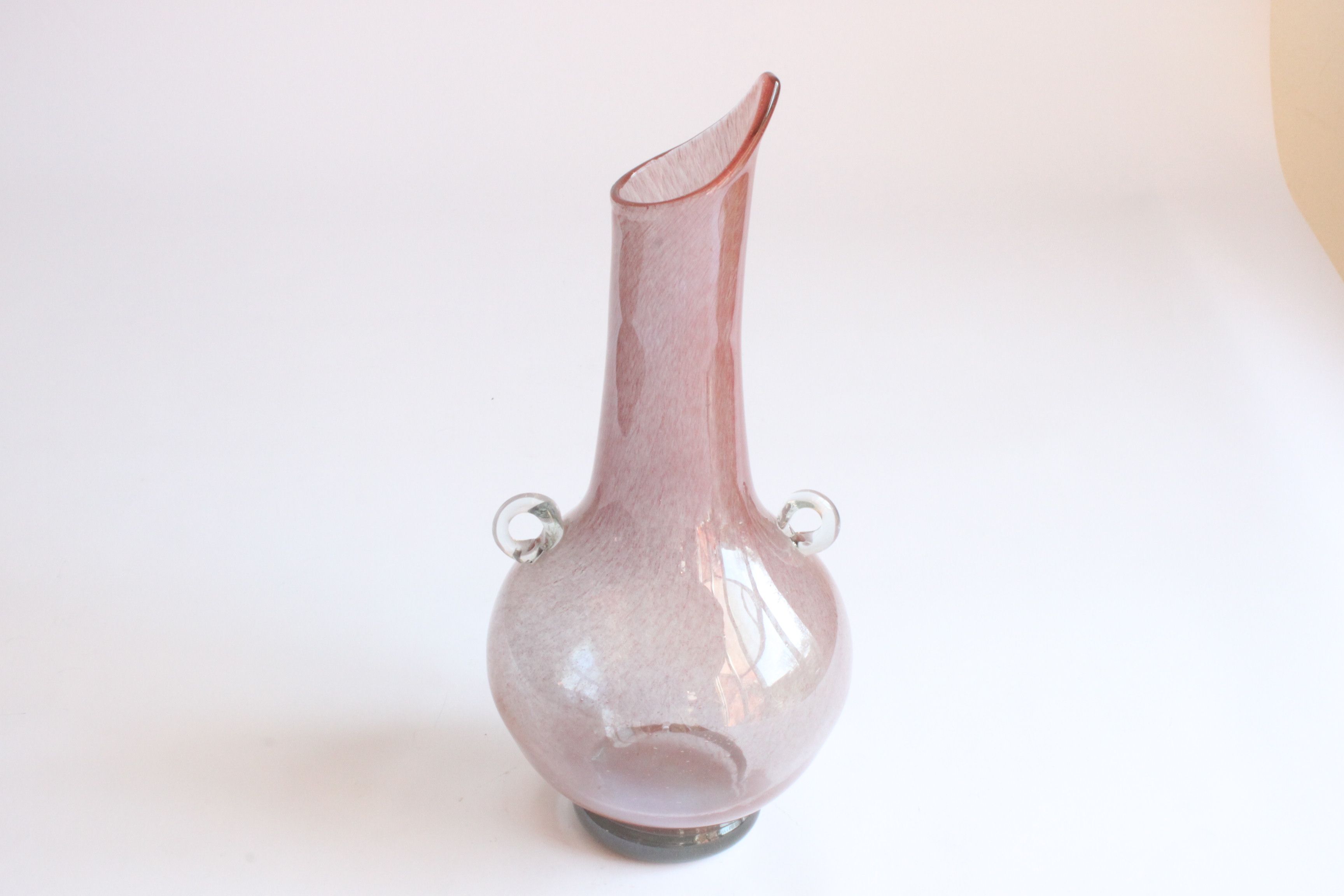 Pink Pulegoso glass vase with little ears, 1960s