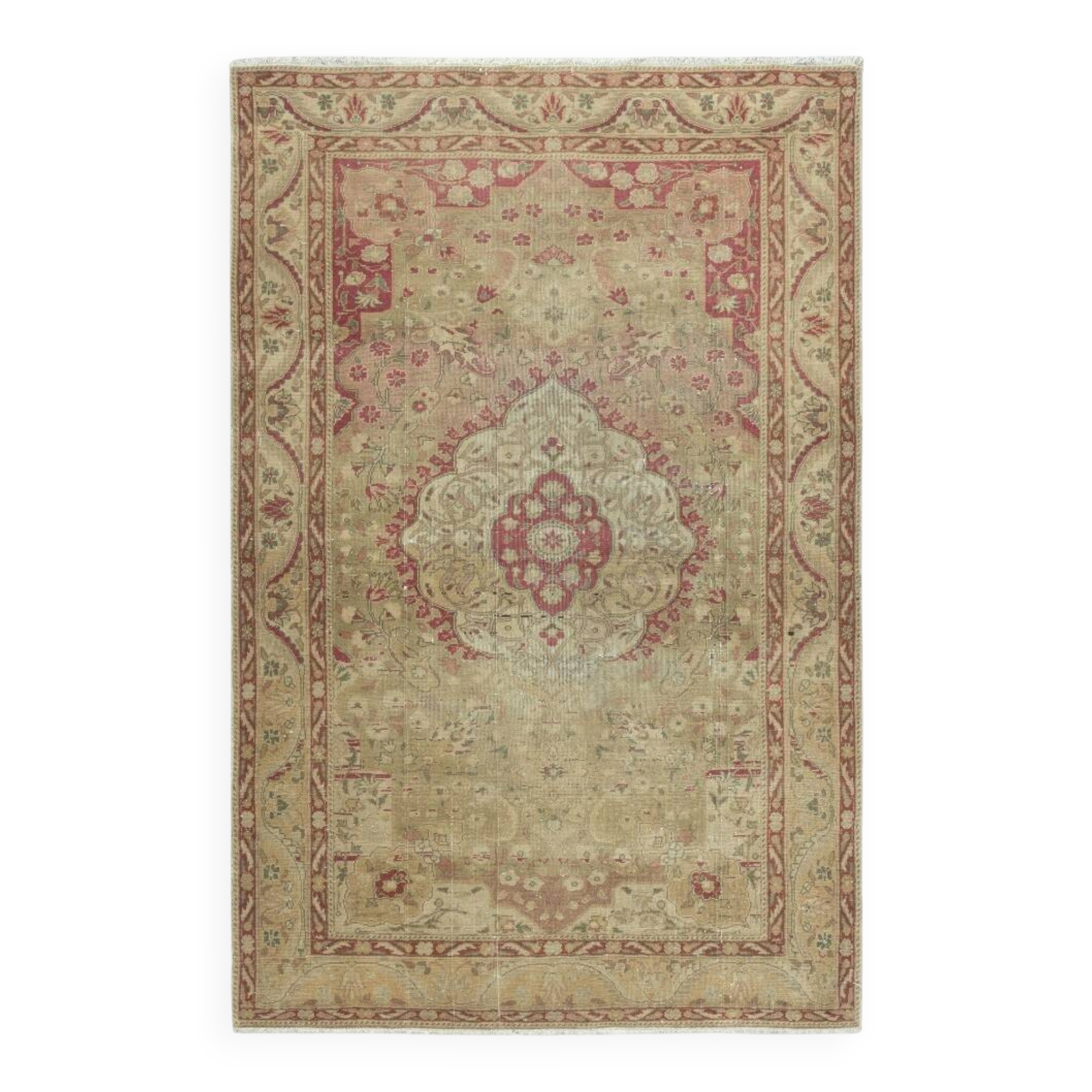 Vintage Handmade Turkish Kayseri Rug, 100% Wool