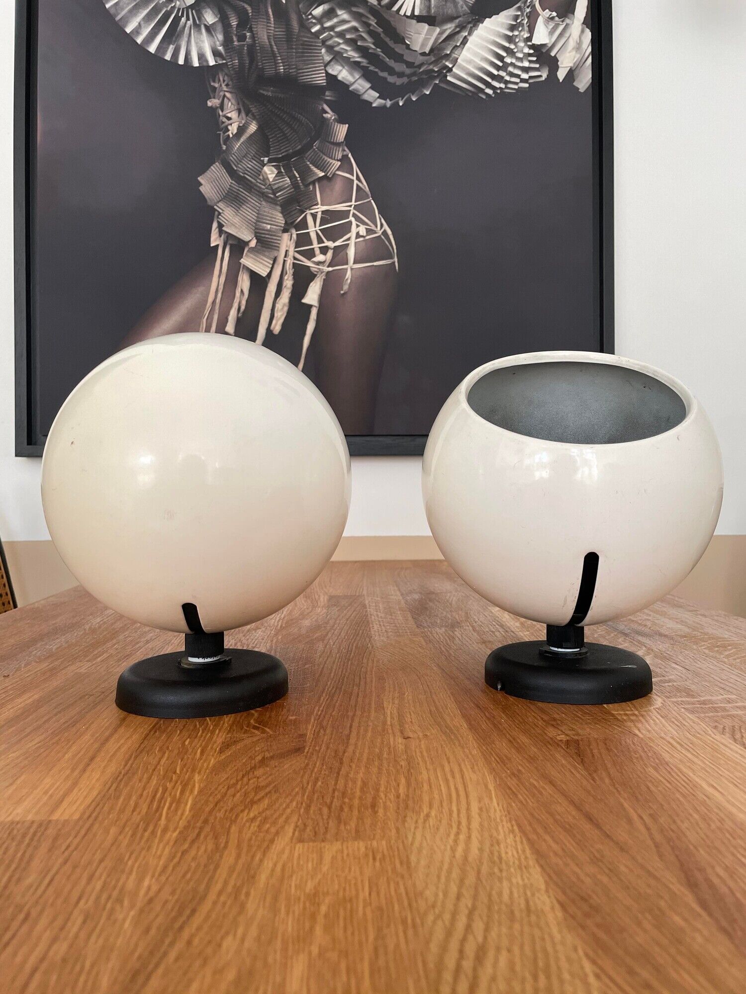Pair of adjustable vintage wall lamps, white lacquered metal, LITA 1970