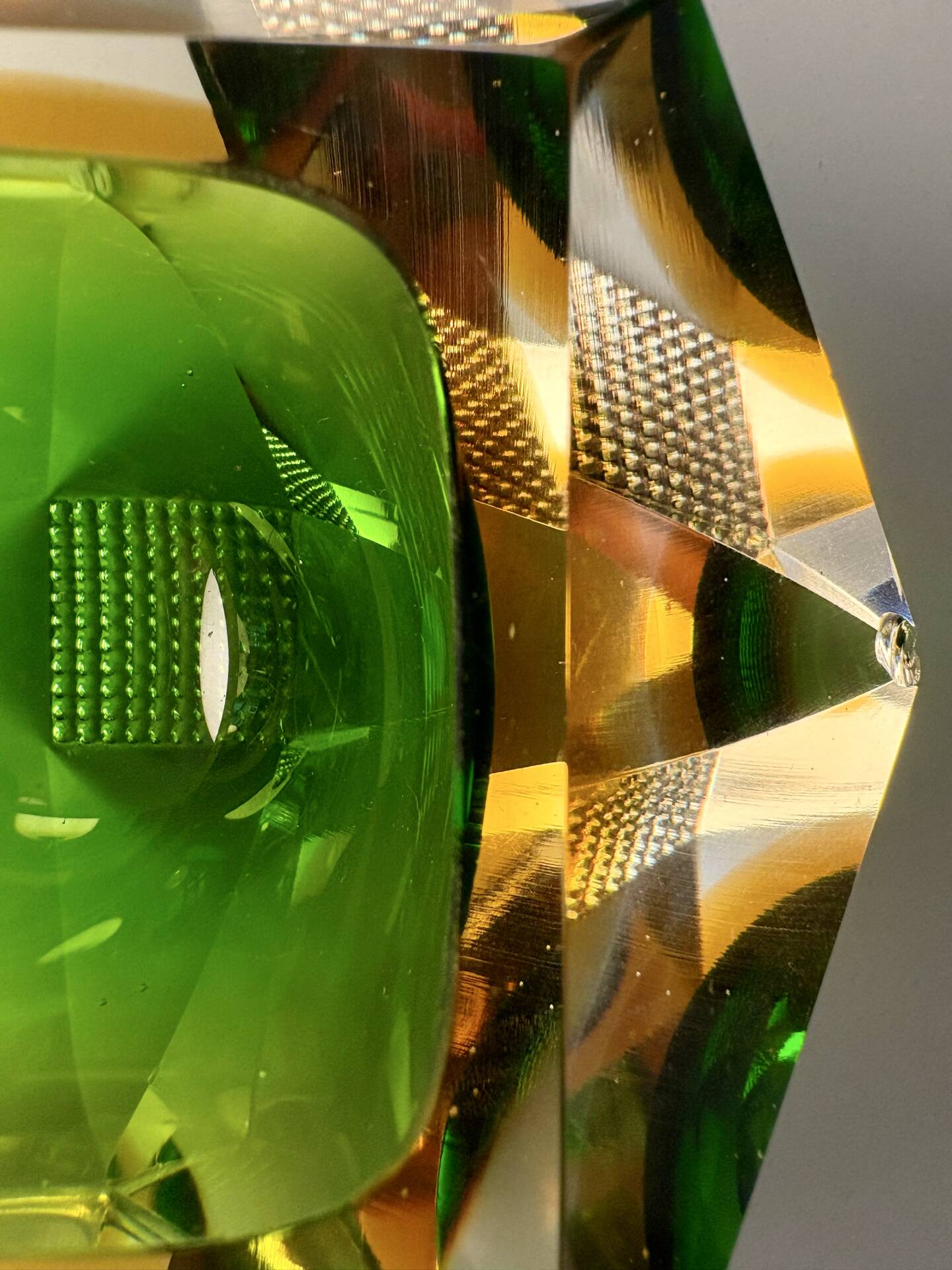 Cendrier Murano sommerso vert et ambre 1960