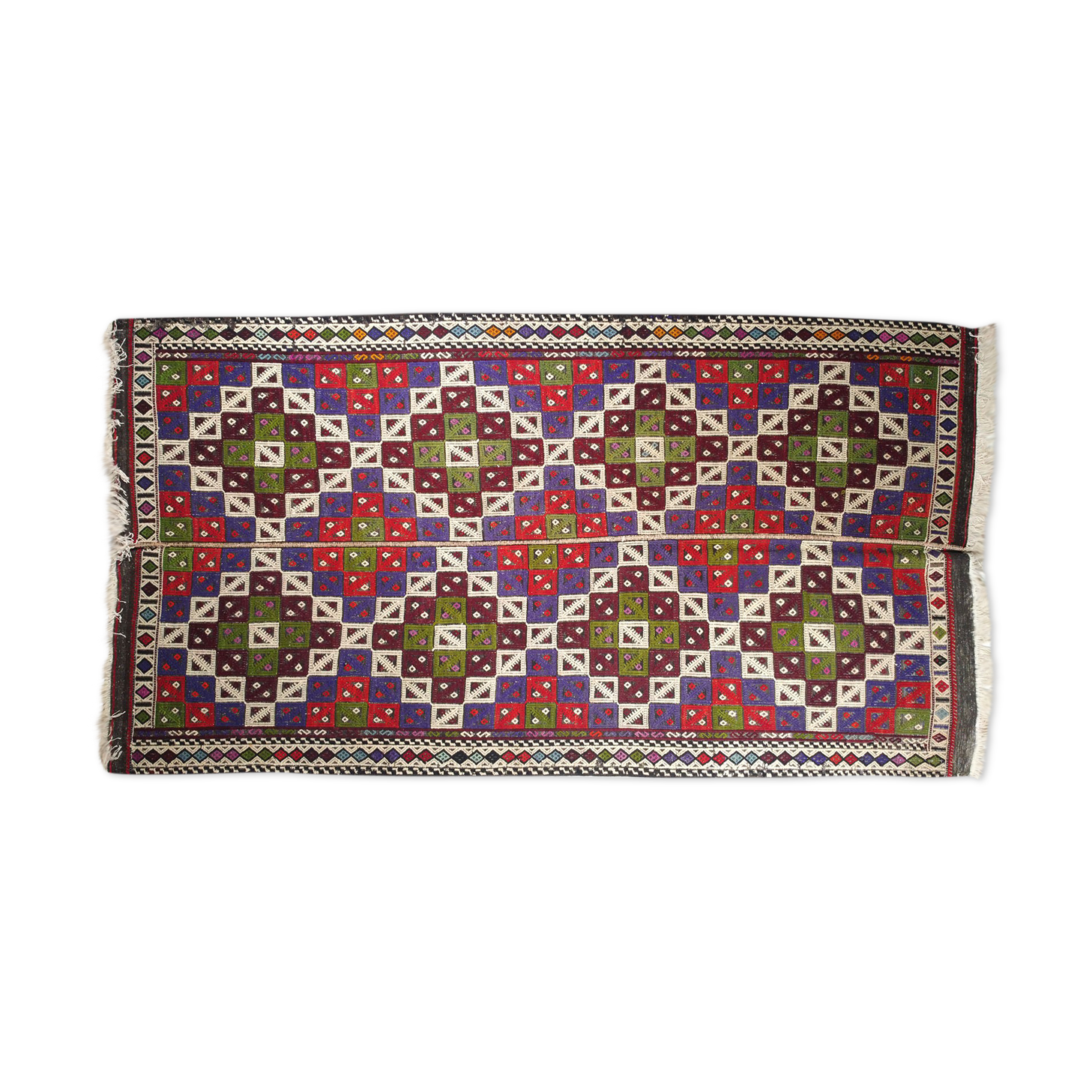 Anatolian handmade kilim rug 138 x 268 cm