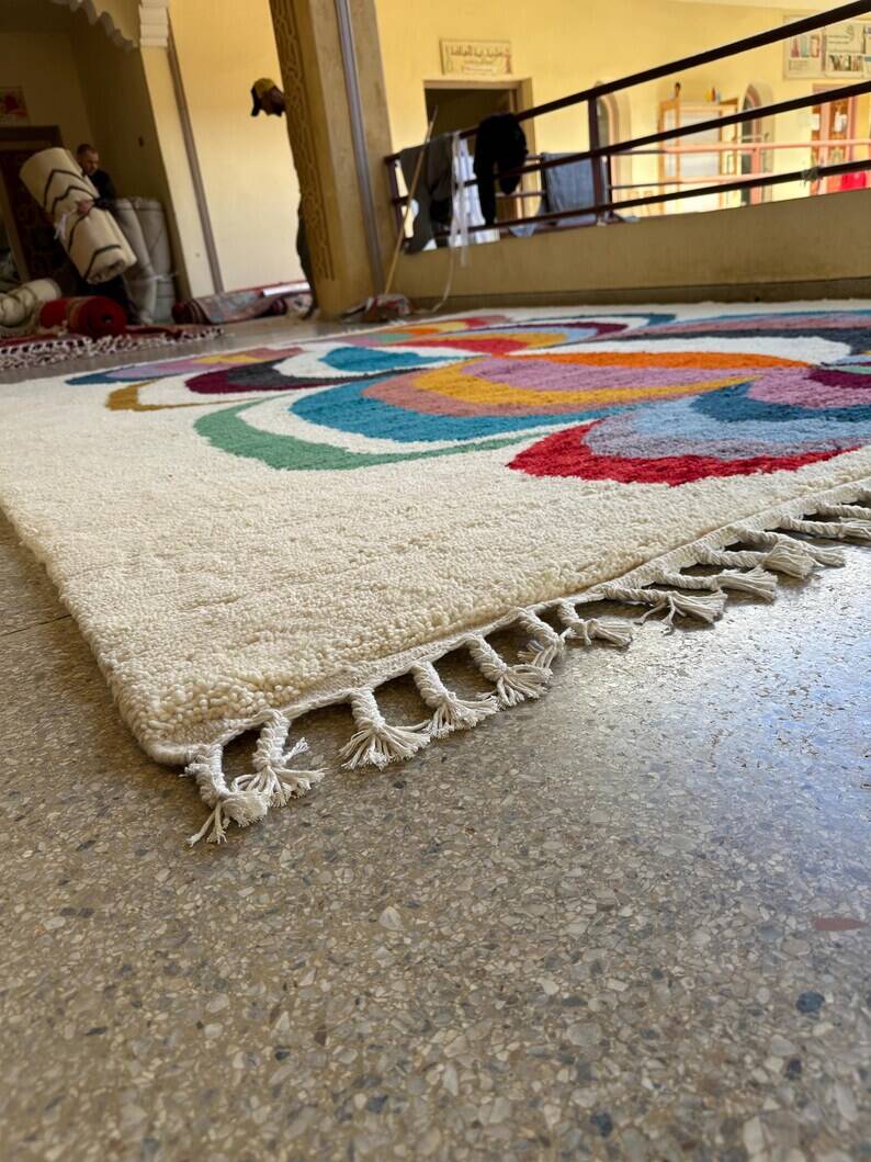 Beni Ourain Rug, Moroccan Abstract Wool Carpet 150/250cm