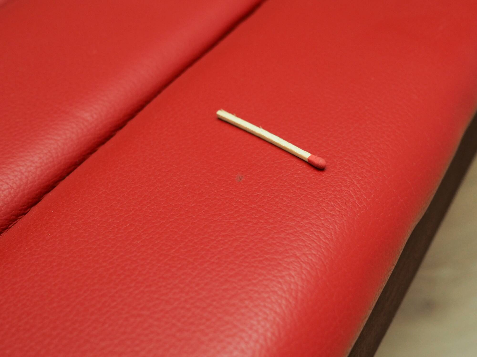 Red eco leather bench, Danish design, 1990s, production: Denmark