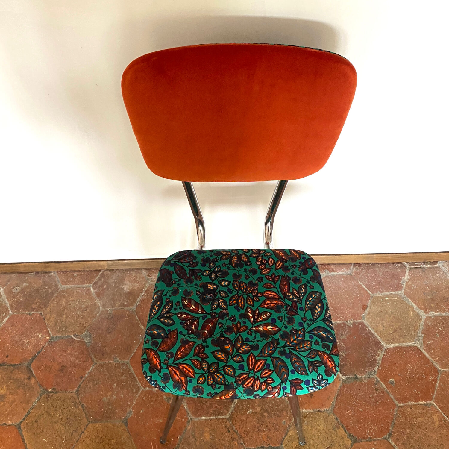 Upcycled vintage chair - rainbow tree green