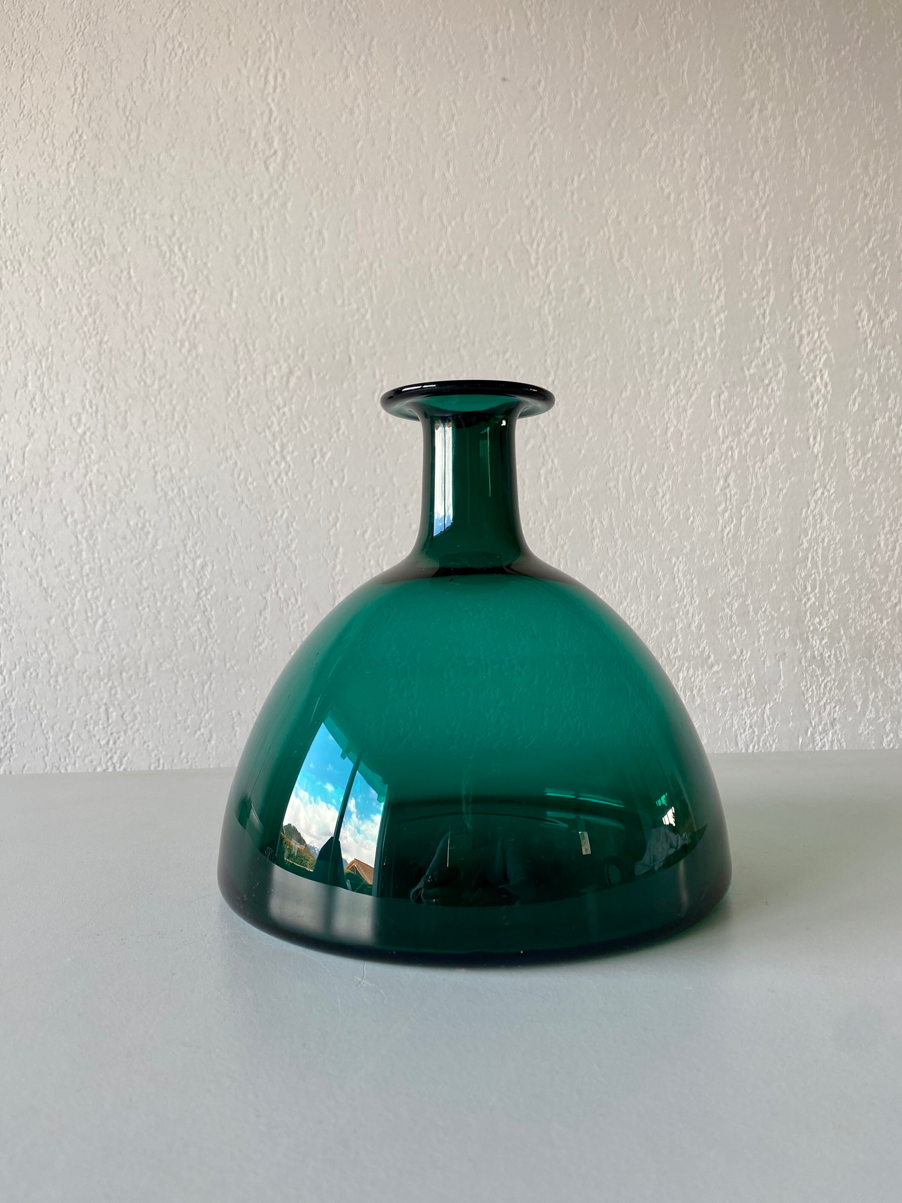 Blown glass vase signed holmegaard 1961