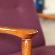 Oryginał wood armchair design by E. Homa 142 aubergine wool vintage chair modern