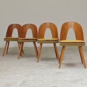 Set of 4 yellow Antonin Suman chairs for Tatra Nabytok 1960