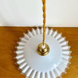 Pleated opaline pendant light