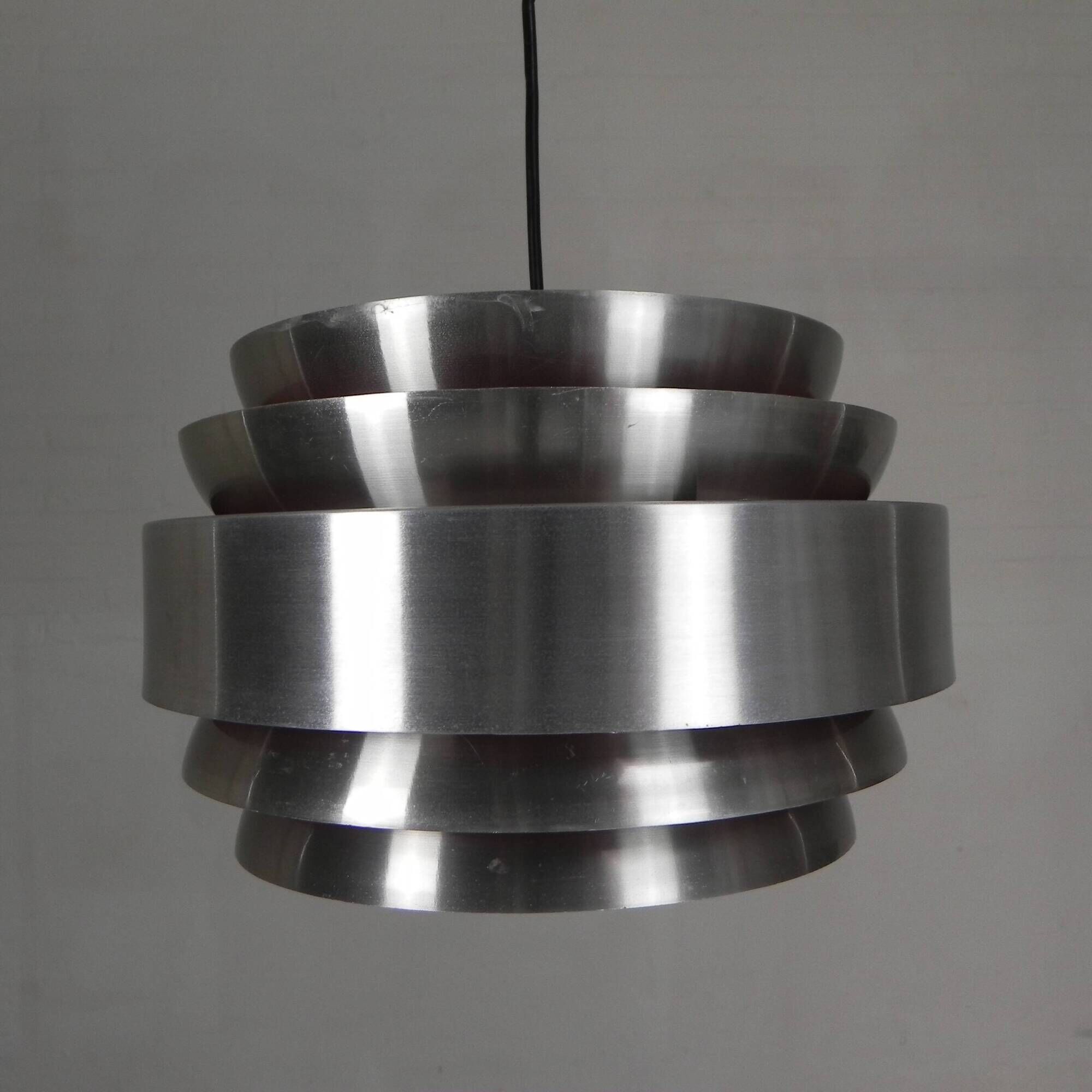 Vintage aluminum pendant lamp, Lakro Amstelveen, 1960s