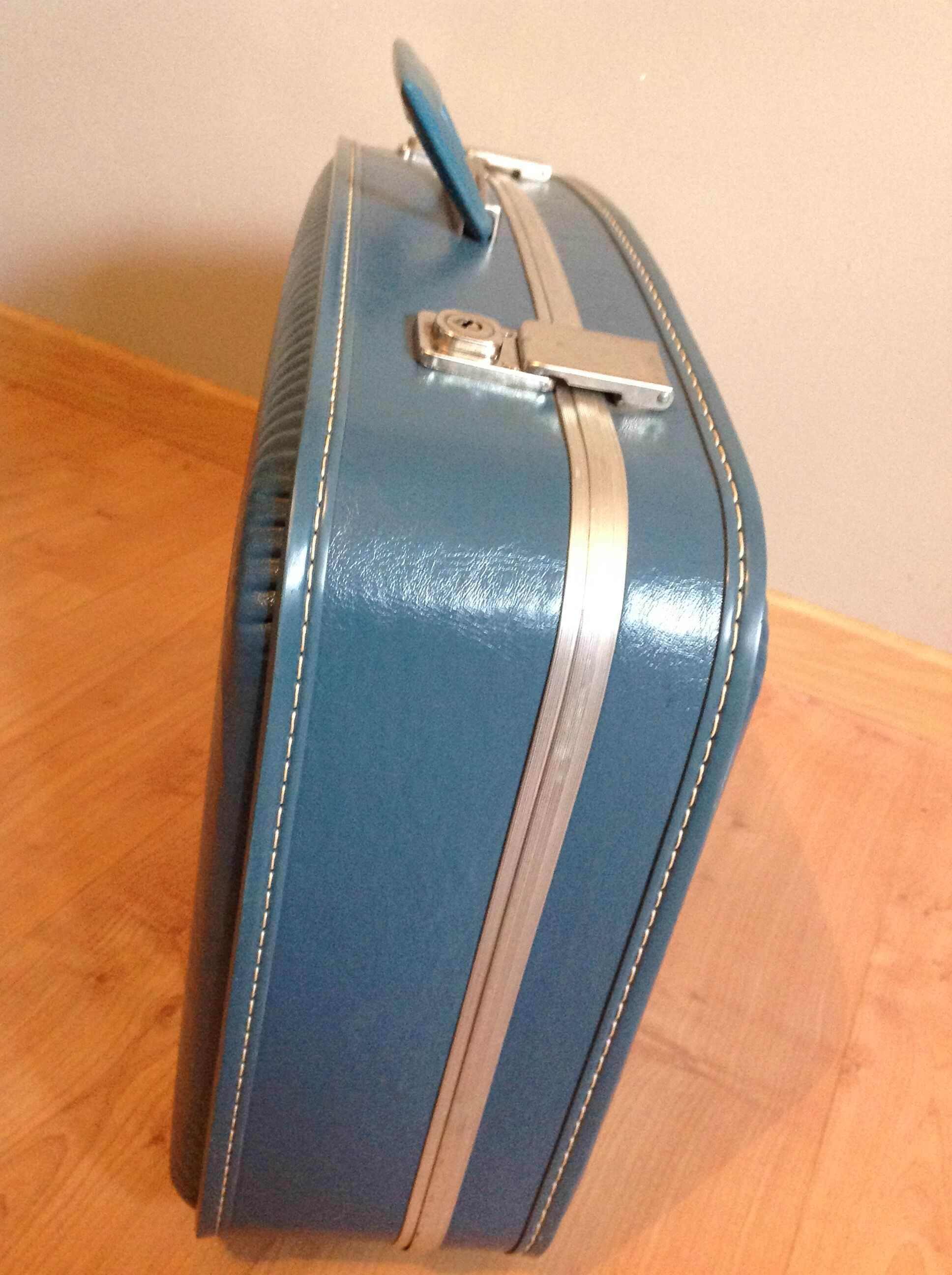 Blue vintage flight attendant suitcase, 60s - 70s