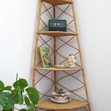 Corner rattan shelf