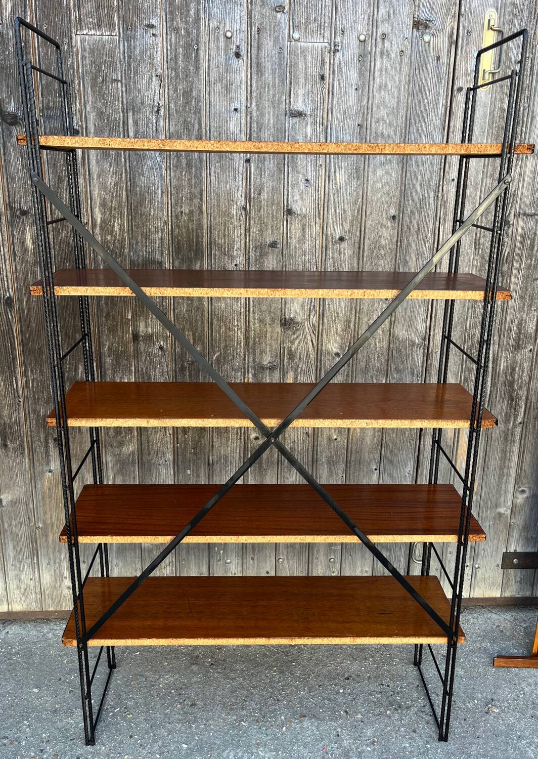 String wood and metal shelf