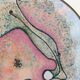 Enamelled copper bowl in pink and purple, abstract design from the 1960s.