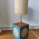 Lamp in straw marquetry and ash burl