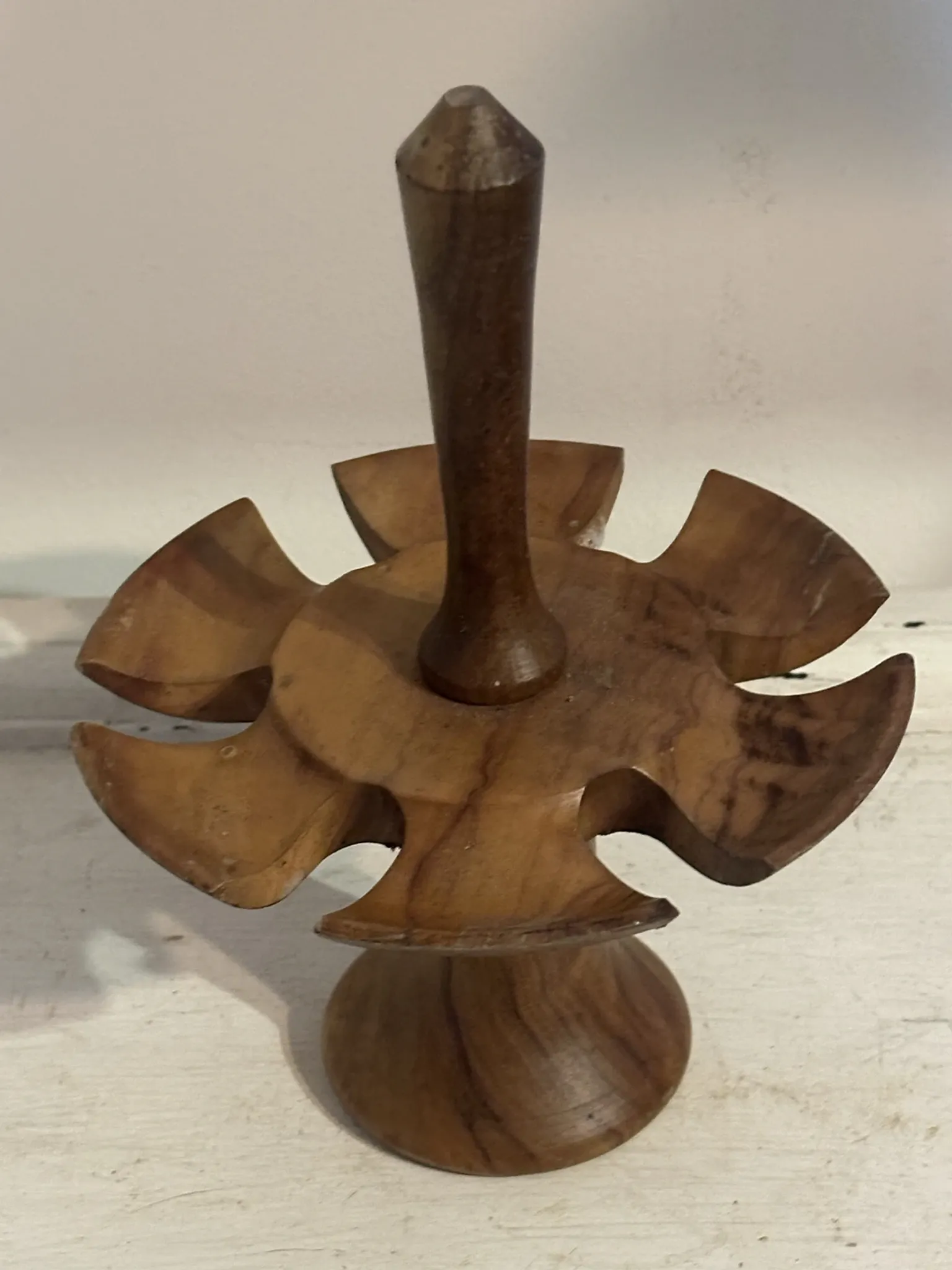 Porte-coquetiers vintage en bois tourné – 6 pièces – Années 50